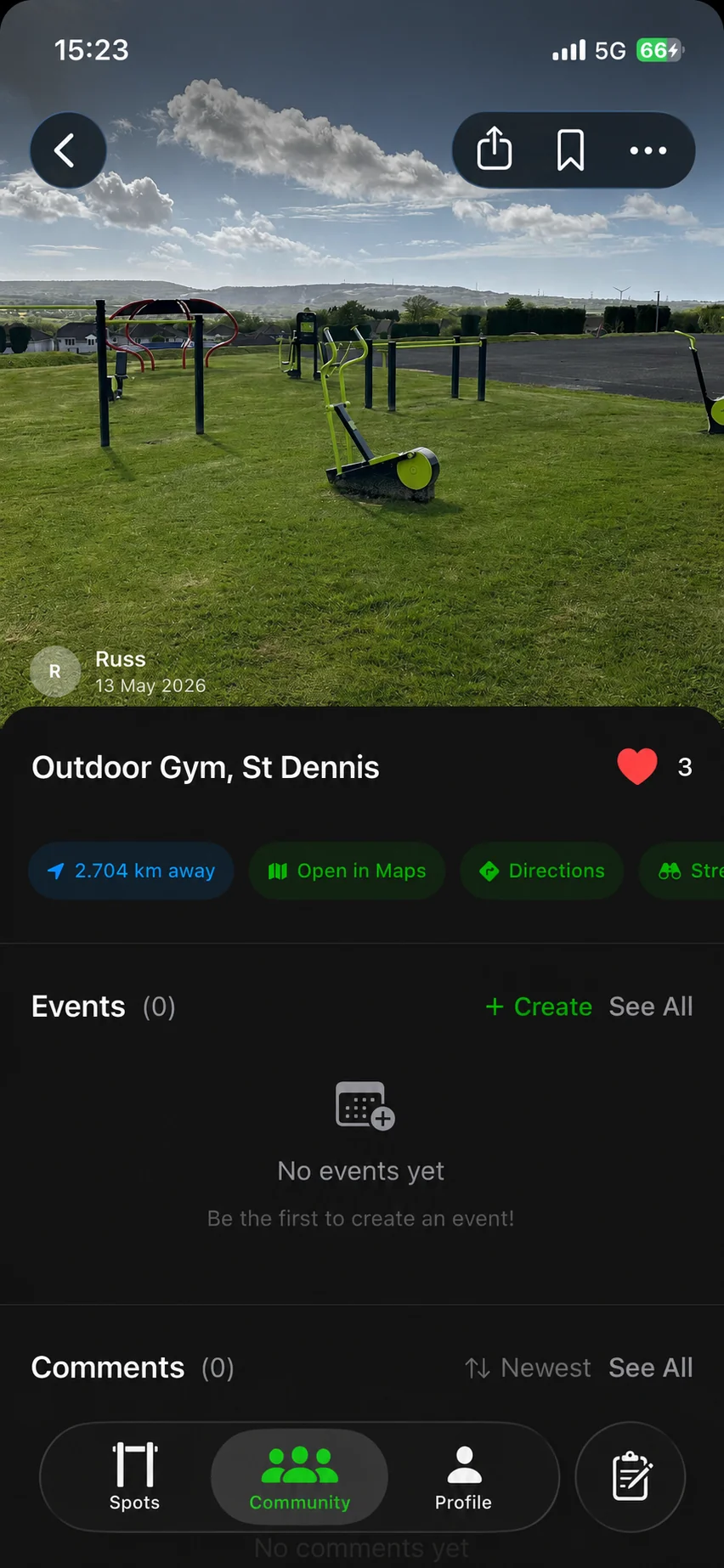 An outdoor gym only listed on PullPoint