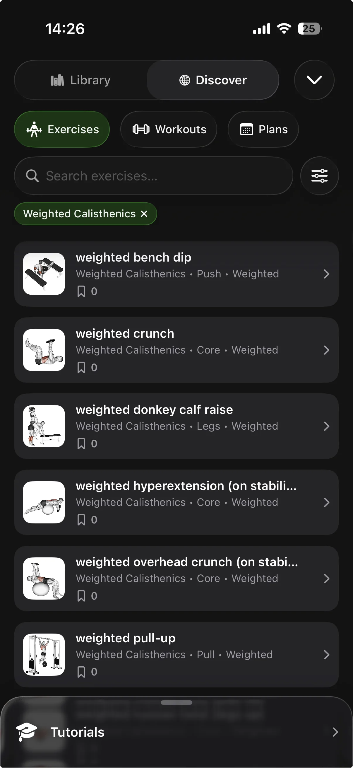 Calisthenics workout tracker — browse exercises, log sets, reps, and progressions